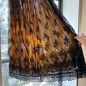 Dolce & Gabbana black lace gold pleated skirt 42